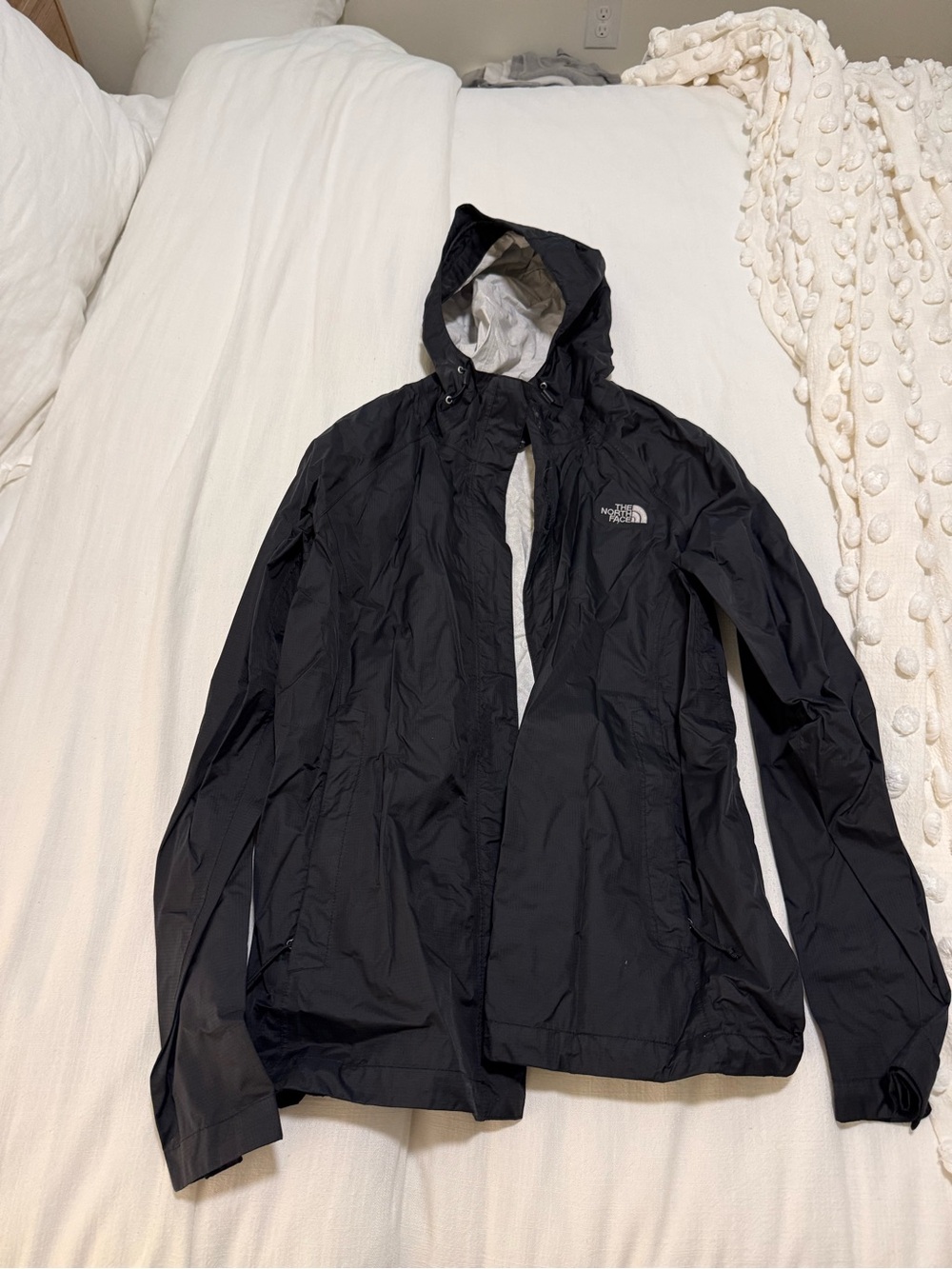 The North Face Black Hooded Rain Shell Jacket